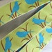 2 yards BIRDIES Jacquard ribbon, turquoise bird silhouettes on light green. 1 inch wide. 812-A