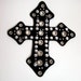 2 large GOTHIC PLEATHER Black studded CROSSES appliques, with nickel grommets. 1001-a