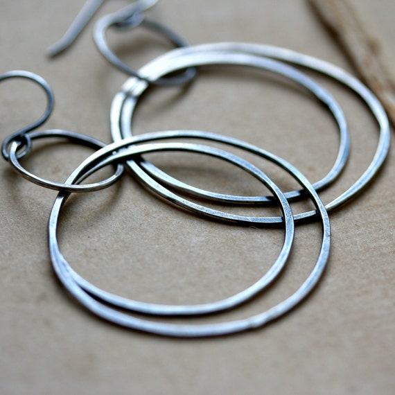 Items similar to Sterling Silver Hoop Earrings Chandelier Simple Big