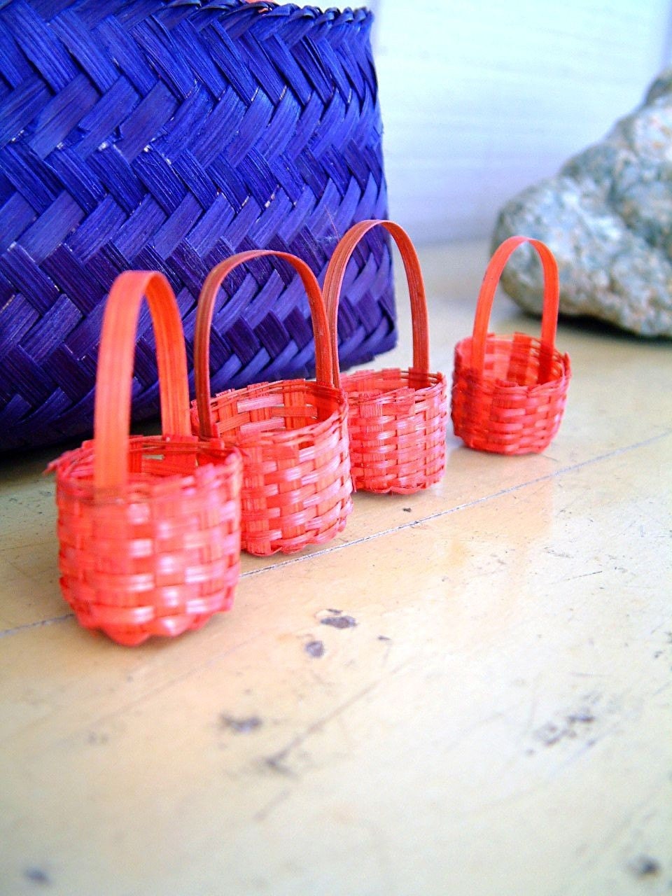 Miniature Red Baskets Christmas Holiday Wedding Favors Tiny Baskets