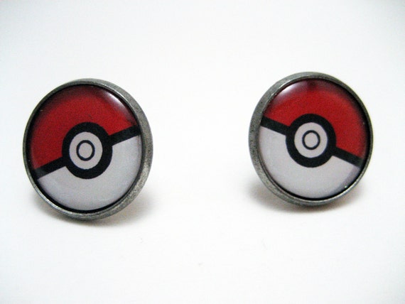 Pokemon Pokeball Studs Red and white pokemaster pokeball