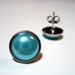 Aqua Pearl Studs - Metal post earrings with turquoise teal faux pearl
