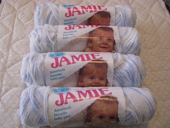 JAMIE Baby Yarn by Lion Brand Yarn Co 4 Skeins BABY BLUE