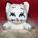 Young Pussy Cat 1960's Vintage Retro Oriental Kitten in a Pink Basket, Sweet Little Japanese Kitten Snug as a Bug in a Rug, Krazy Kat