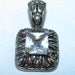 Goth Jewelry Crystal Silver Pendant, Marked M.J.,1980's mystical healing power metaphysical gemstone ornate retro Victorian fashion style