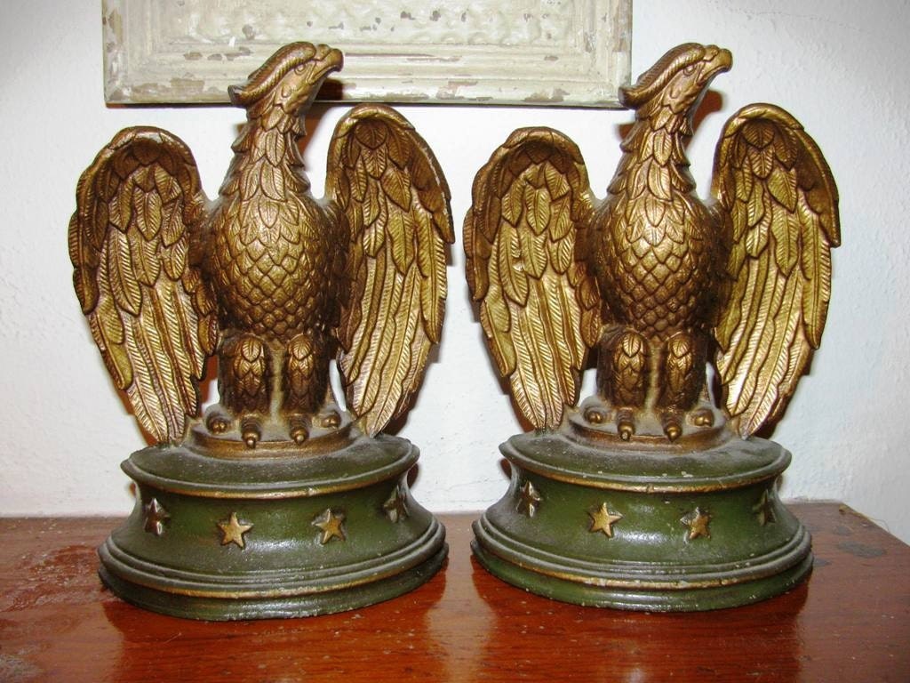 Antique 1940's Eagle Bookends Vintage Sexton Pair of