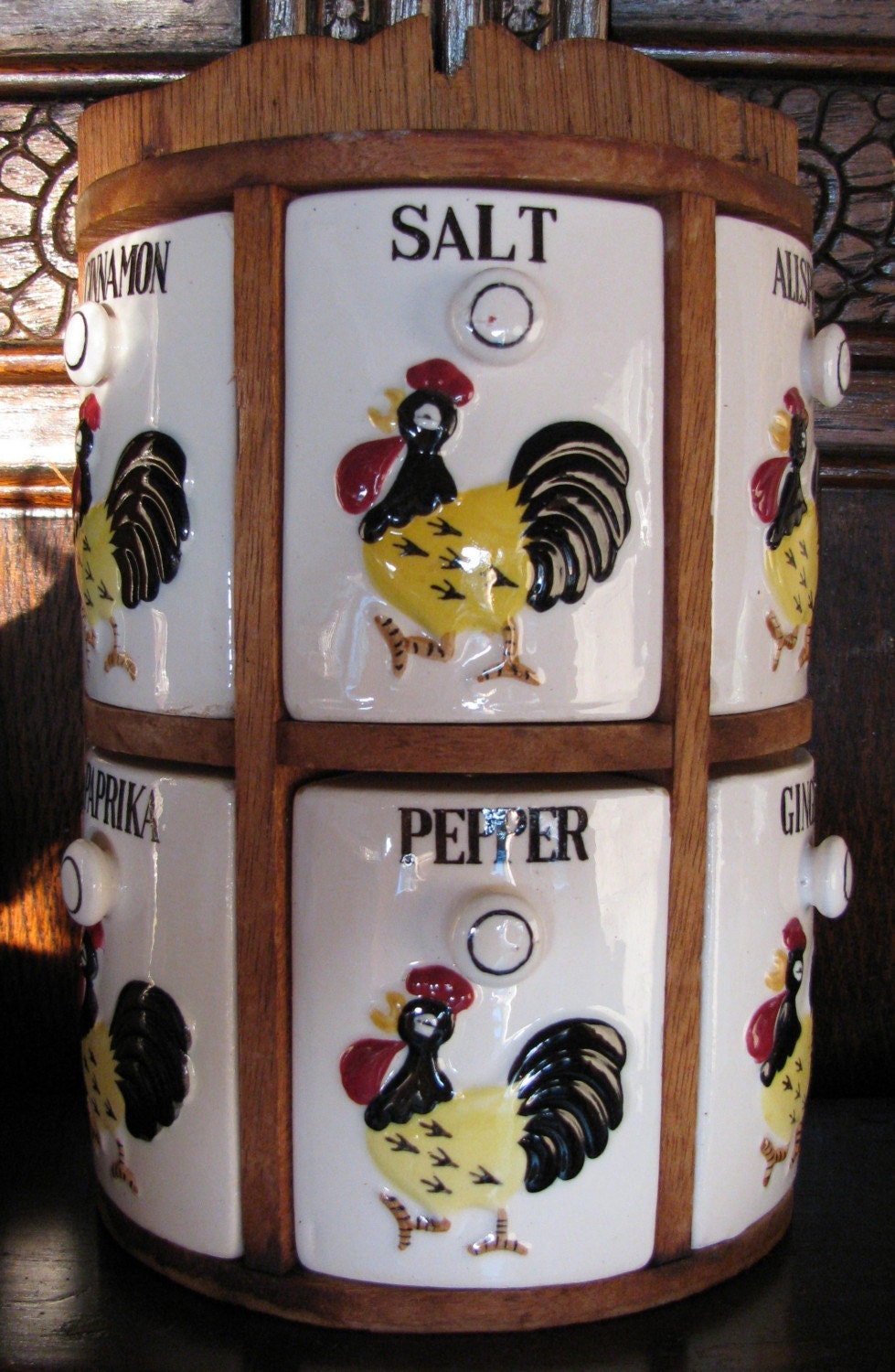 vintage bottle holders milk Deco Rooster Retro Rack by 1960's Spice Vintage TheIDconnection