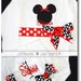 MINNIE MOUSE Vacation Set Custom Applique Baby Bloomers Diaper Cover with Personalized Bodysuit Girls Onesie Set