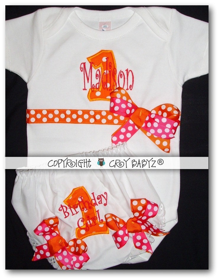 PINK STARBURST Birthday Girl Set Baby Bloomers with by Crybabyz