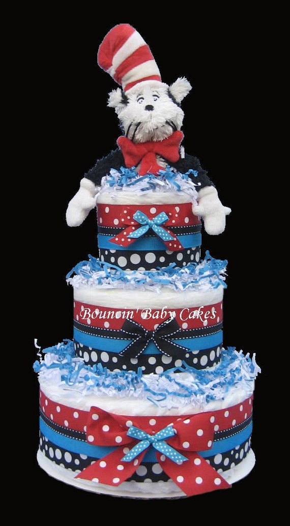 The Cat in the Hat Baby Shower Diaper Cake\/ Centerpiece Gift