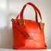 Leather Handbag Messenger Tote Orange