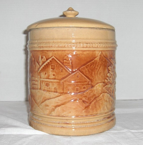 Hull Alpine Village Pretzel Jar with Lid RARE by belleocchio