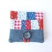 Cute Vegan Girls Wallet - Womens Wallets for Her - Fabric Credit Card Case Small Upcycle Wallet Eco Organizer - Red Blue White Recycle