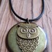 Owl Jewelry, Enamel Owl Necklace, Olive Green Pendant, Moss Green Enamel Jewelry, Woodland Jewelry