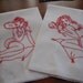 Hand Embroidered Feed Sack Kitchy Retro Towels
