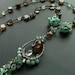 ON SALE -- Apatite, Peridot and Smoky Quartz Wire Wrapped Gemstone Necklace with Oxidized Silver