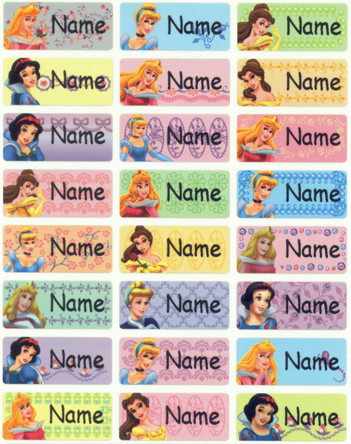 Disney Princess Names Chart