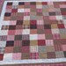 Pink and brown homespun queen size quilt
