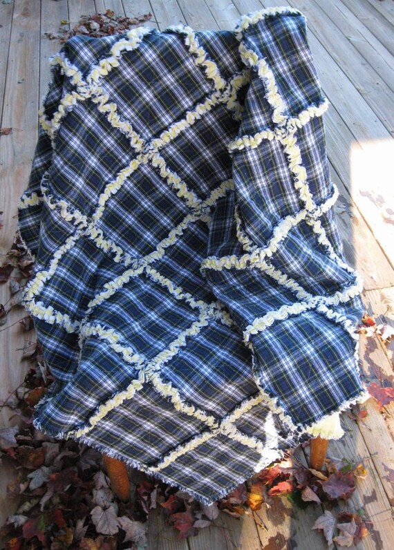 Blue Plaid Flannel Rag Quilt by SeptemberOaks on Etsy