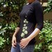 New - S, M, L, XL, XXL - Vertical Vines 3/4 Length Tee in Black