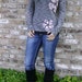 New - M, L, XL Patterned Petals on Striae Long Sleeved Tee