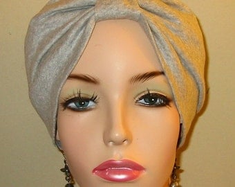 Gray Knit Turban, Chemo Hat, Snood, Womens Hat