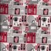 DESTASH Fabric Yardage . Retro -style BBQ Barbecue Summer Picnic