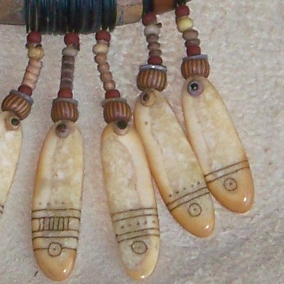 FOSSIL WALRUS IVORY scrimshaw necklace by artist M.M.ROE