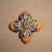 Vintage brooch, St. John Knit signed floral in autumn colors, re-fashioned with new magnetic back for ease of wear and versatility