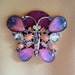 Vintage Brooch, very large and very colorful pink and purple butterfly from 1980s, Recycled, New magnetic back clasp for easy secure wear