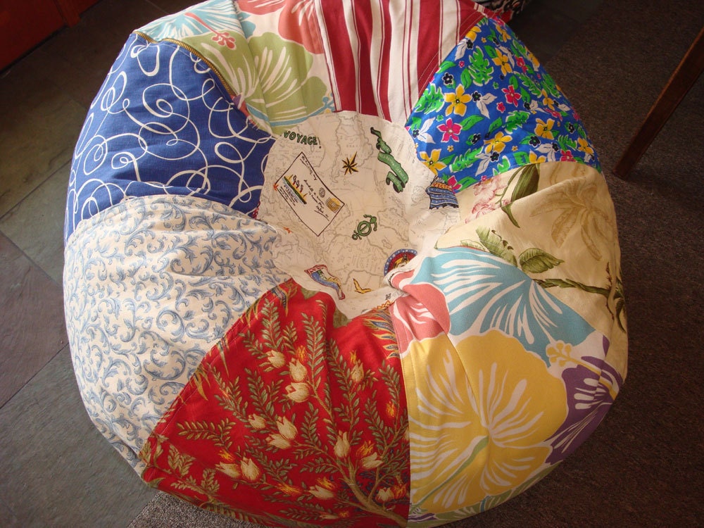 Vintage Style Tropical Travel Bean Bag chair with many fun