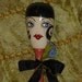 Vintage Style Flapper Hand Painted Wood Sock Darner