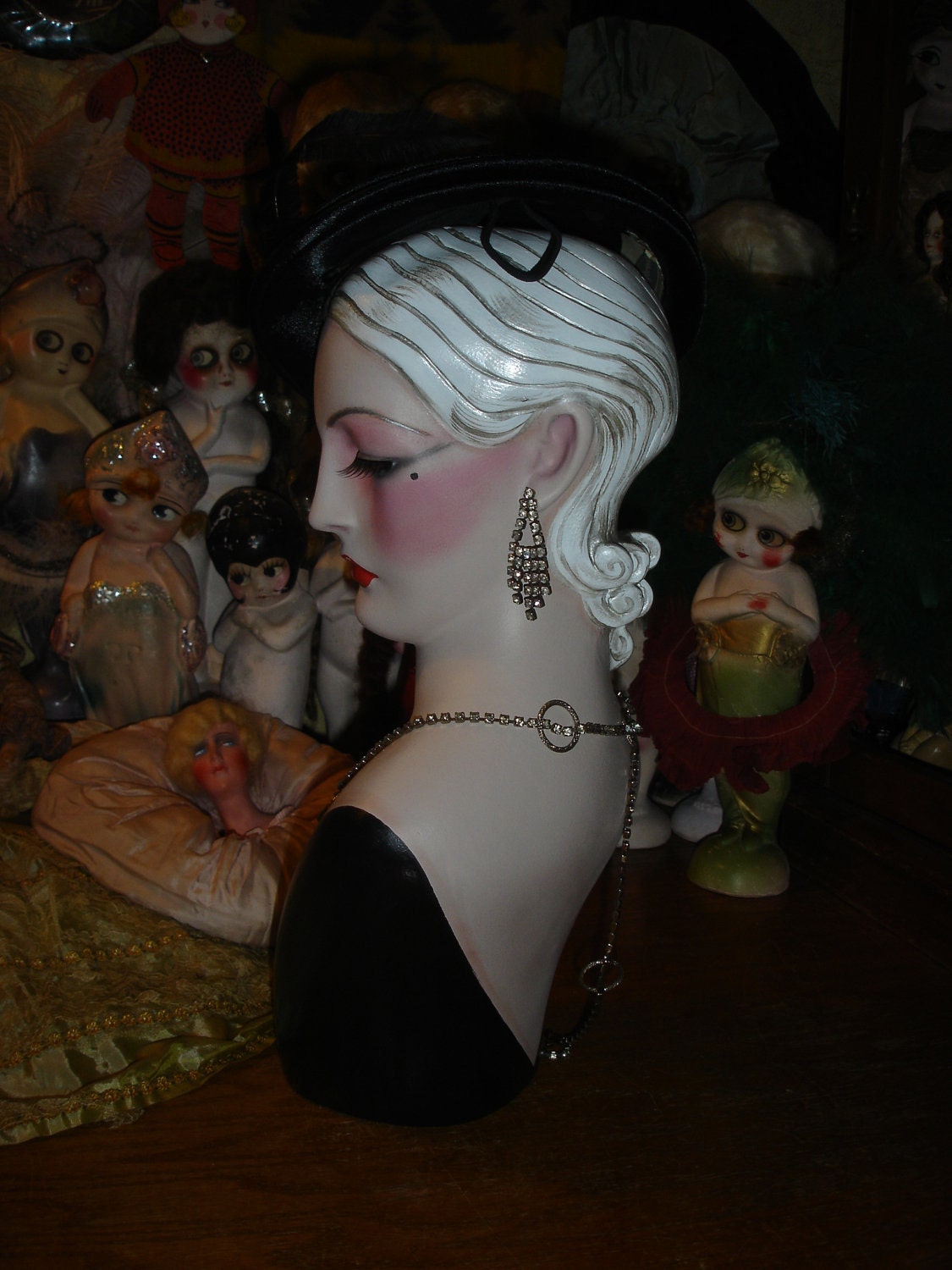 Art Deco Mannequin Head Hat Jewelry Display