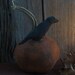 Primitive Wool Pumpkin With Folk Art Crow