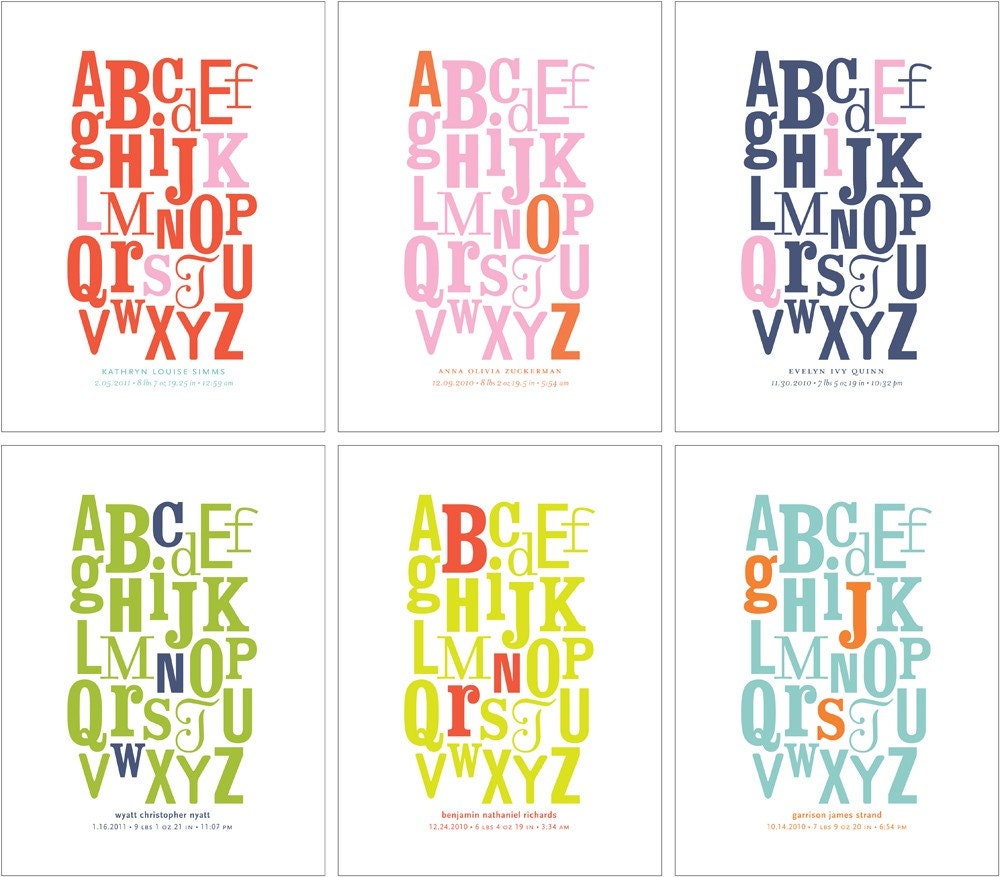 alphabet print with initials custom large by almostsundayinc