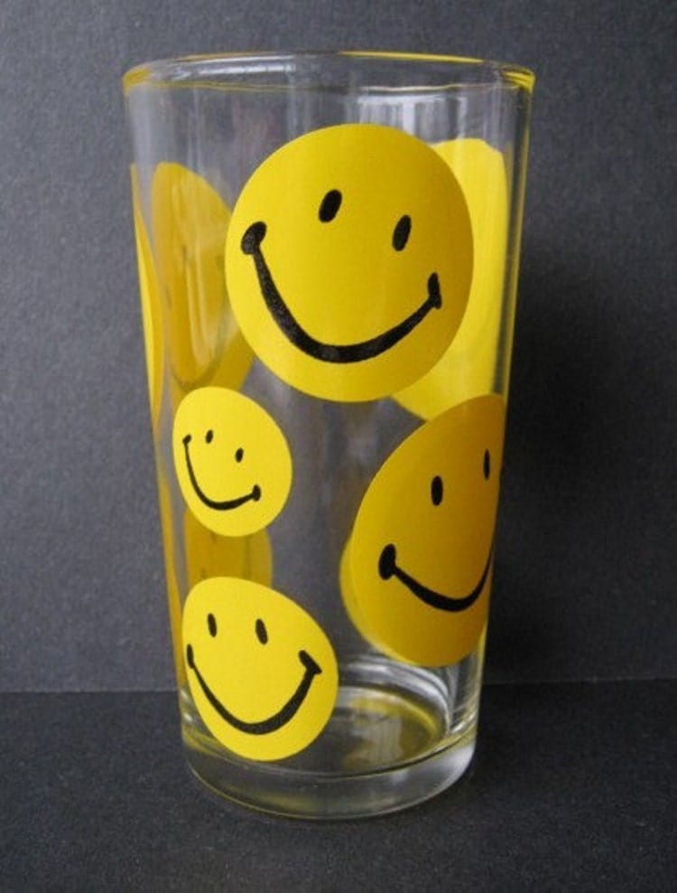 Vintage 1960's Smiley Face Glass Tumbler Not a by yayasoldies