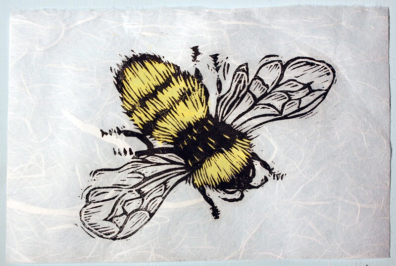 Buzzy Bee Linocut