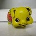 Vintage Piggy Bank Yellow Roses Cute Big Eyes Japan