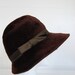 1970s Floppy hat / chocolate brown / Seal Skin hat / satin bow trim
