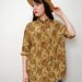 vintage 1990s / over size / printed silk blouse / neutral / long sleeves / pointed collar / S-M-L