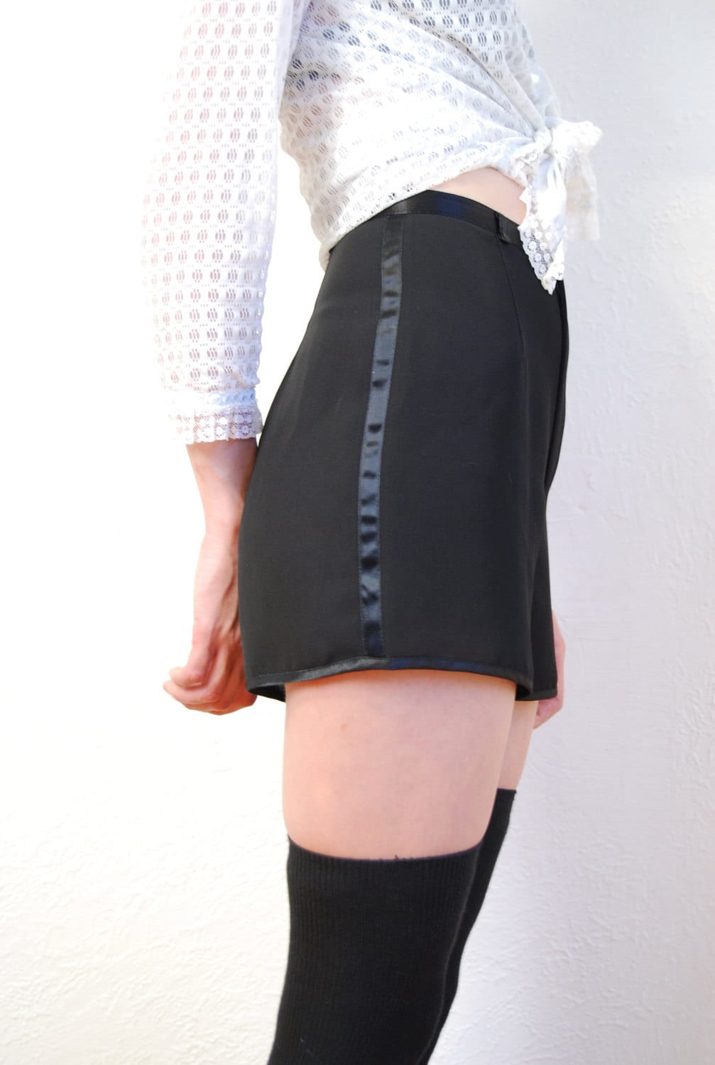 mens black tuxedo shorts