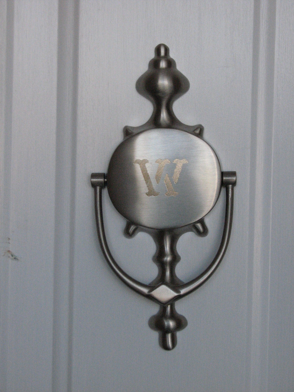 Engraved Magnetic Door Knocker Satin Nickel