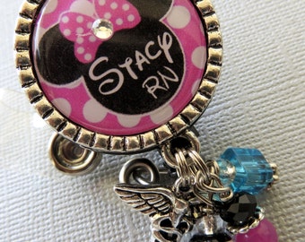 Personalized ID Badge Reel - Nurse RN, Mouse Inspired, pediatric nurse, NP, technician, medical office, teacher, nurse