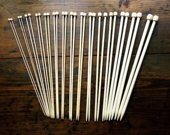 13 1/2 Inch Bamboo Knitting Needle Set - Size 0 through 4