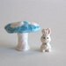 Miniature Ceramic Mushroom - Blue and White - Black Friday Etsy Cyber Monday Etsy sale