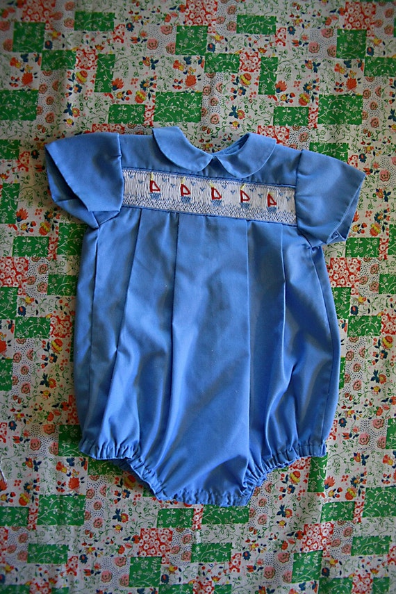 Vintage Nautical Baby Boy Romper