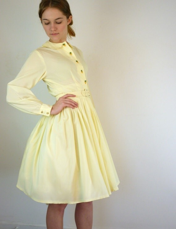 1950 s Lemon Chiffon Shirtwaist Dress 