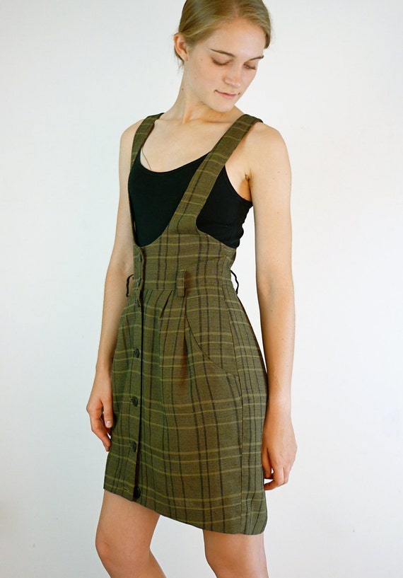 olive pinafore dress