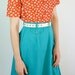 Teal Blue Skirt - 1970s Cotton Skirt