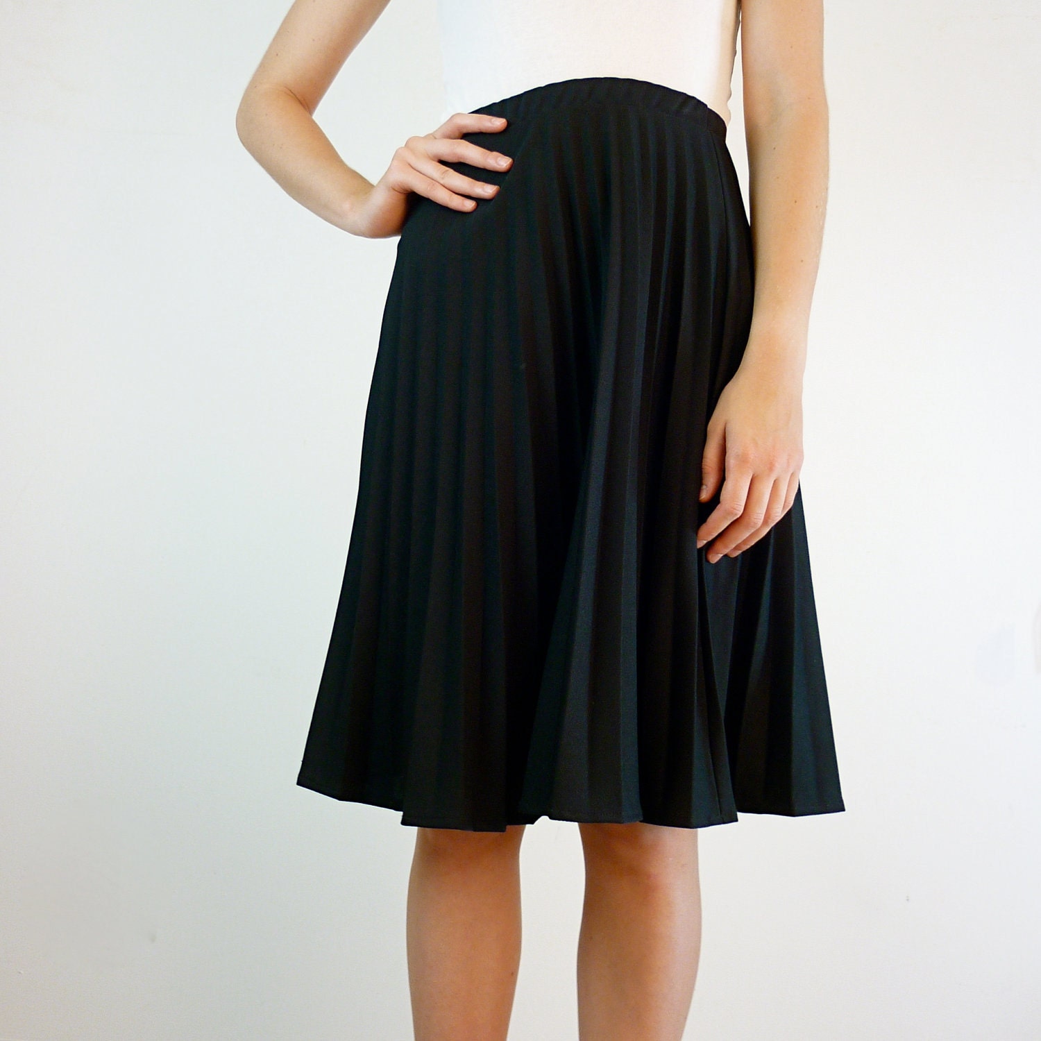 Black Pleated Skirt / Plus Size Accordion Pleated Skirt